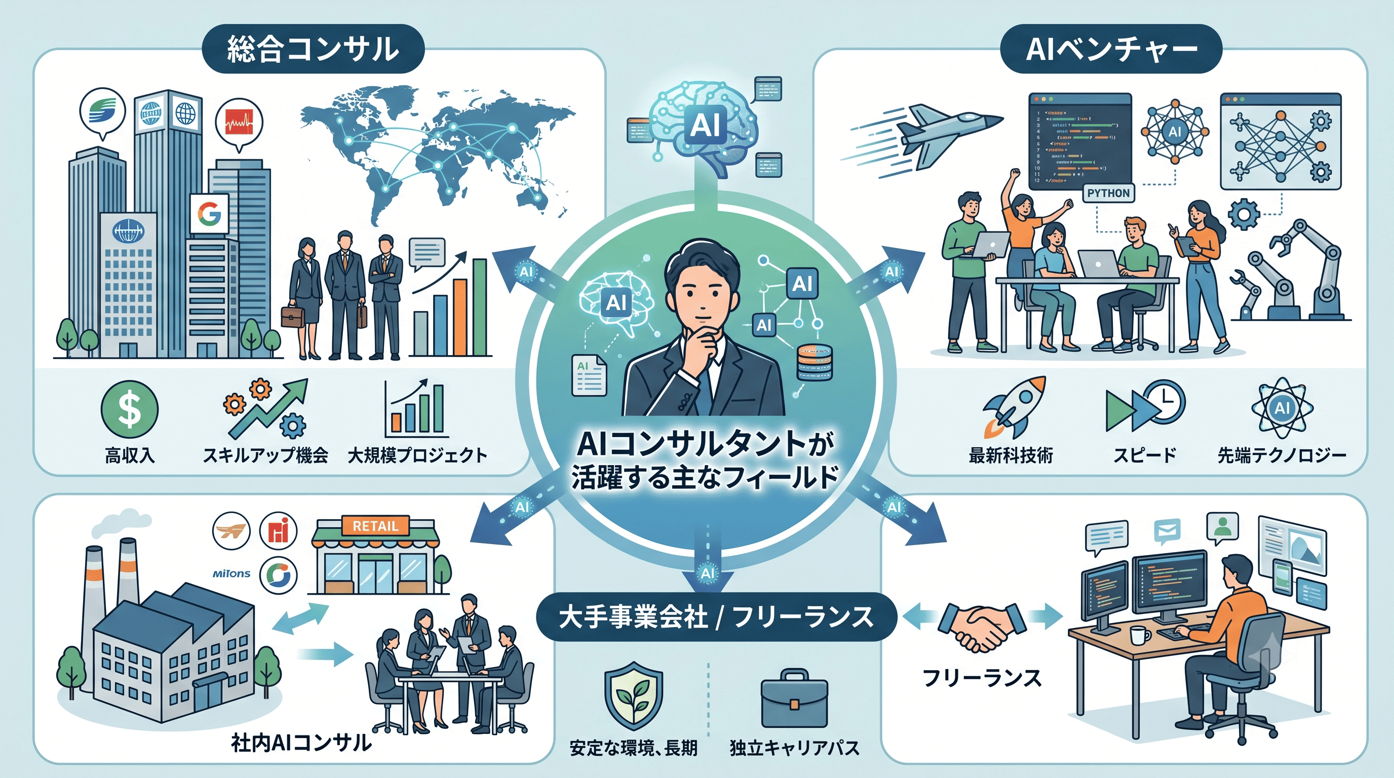 AIコンサルタントが活躍する主なフィールド
